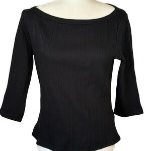 Reformation Black Sweater. 3/4 Length Sleeves. Ribbed Sz XL. Excellent Cond